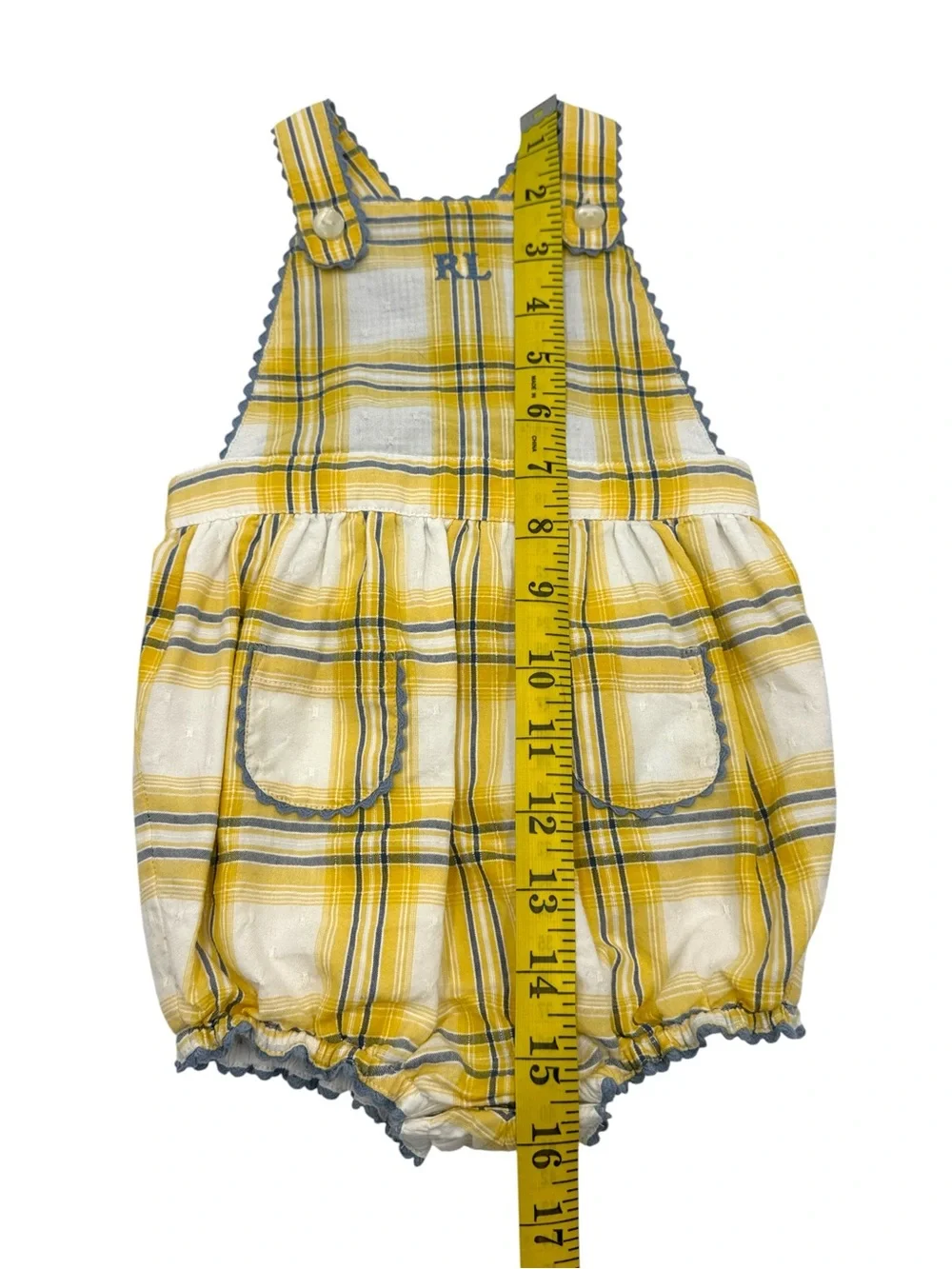 NWT Ralph Lauren Baby 2-Piece Plaid Cotton Dobby Romper & Sun Hat Set Size 6M